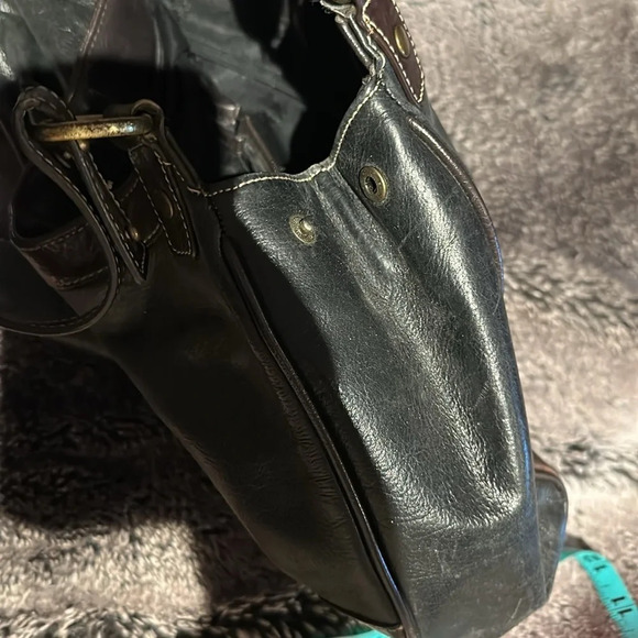 Franco Sarto 90s Style Chocolate Brown black Vegan Patent  Leather Shoulder bag - Picture 13 of 16